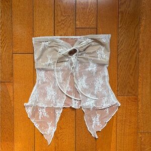 Tiger Mist White Lace Strapless Going Out Top